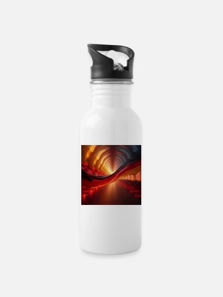 Flaggen Deutschland - Trinkflasche mit integriertem Trinkhalm - Weiß