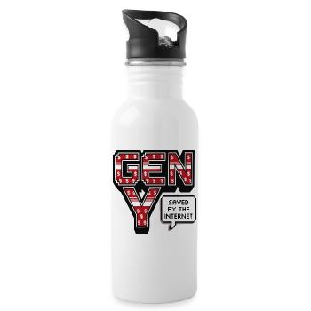 Generation Y, gen Y , Millennials Shirt, Hoodie - Trinkflasche mit integriertem Trinkhalm - Weiß - Rechts