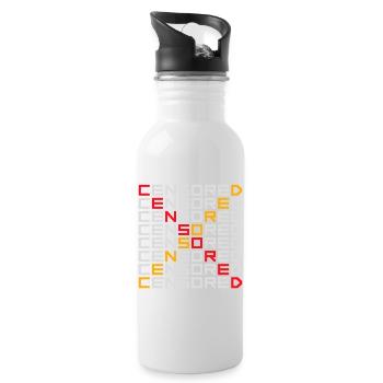Censored Funny Statement Freedom Logo - Water bottle with straw - white - Right