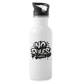 Keine Regeln Graffiti Design - Trinkflasche mit integriertem Trinkhalm - Weiß - Rechts