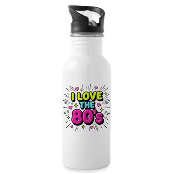 I Love the 80s Neon Retro - Trinkflasche mit integriertem Trinkhalm - Weiß - Rechts