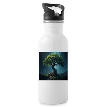 Bunter Baum des Lebens. - Trinkflasche mit integriertem Trinkhalm - Weiß - Rechts