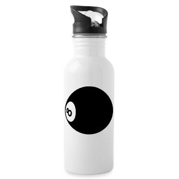 Billardkugel Nummer 8 Pool - Illustration - Trinkflasche mit integriertem Trinkhalm - Weiß - Rechts