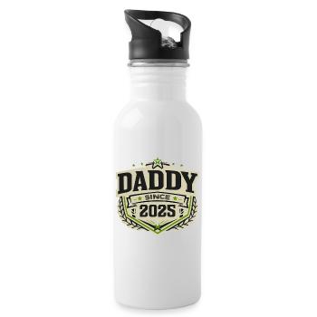 Papa seit 2025 – Proud Dad Design - Trinkflasche mit integriertem Trinkhalm - Weiß - Rechts