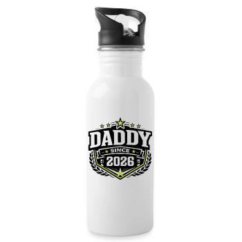 Daddy Since 2026 – Proud Dad Design - Water bottle with straw - white - Right