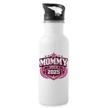Mama seit 2025 – Stolze neue Mama Design - Trinkflasche mit integriertem Trinkhalm - Weiß - Rechts