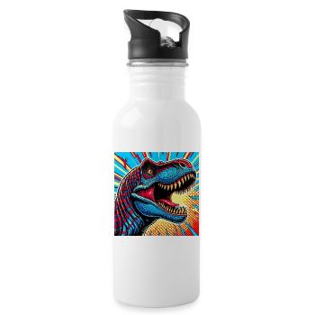 Dinosaurier - Trinkflasche mit integriertem Trinkhalm - Weiß - Rechts