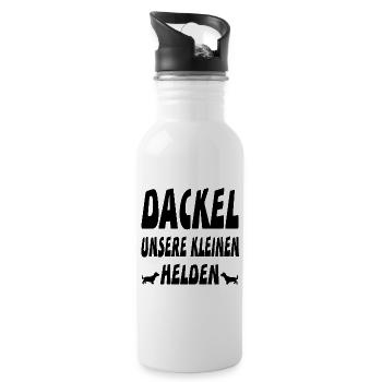 Dackel - Trinkflasche mit integriertem Trinkhalm - Weiß - Rechts