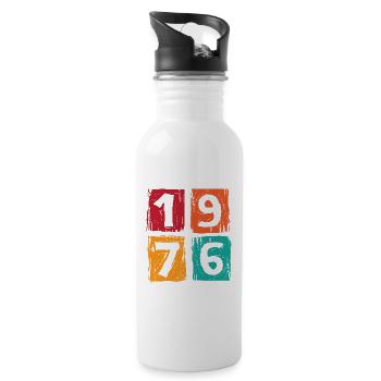 Vintage 1976 - Trinkflasche mit integriertem Trinkhalm - Weiß - Rechts