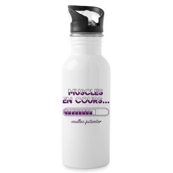 cadeau musculation Muscles en cours veuillez  - Gourde avec paille intégrée - blanc - Droite