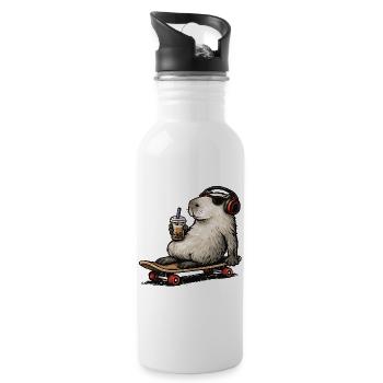 Capybara Skateboard Bubble Tea - Gourde avec paille intégrée - blanc - Droite