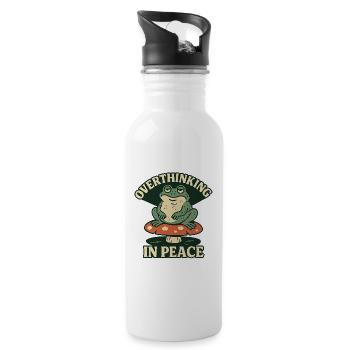 Overthinking in Peace Frog Humor Relax - Water bottle with straw - white - Right
