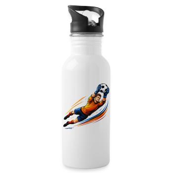 Torwart Shirt Fußball Keeper Save Soccer  - Trinkflasche mit integriertem Trinkhalm - Weiß - Rechts