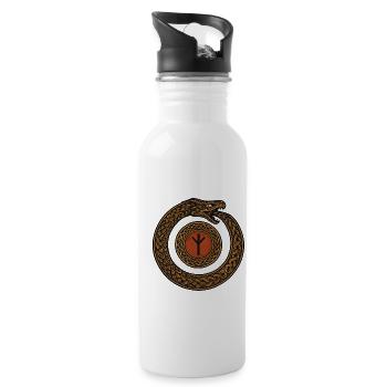 Uroboros Runenkreis - Trinkflasche mit integriertem Trinkhalm - Weiß - Rechts