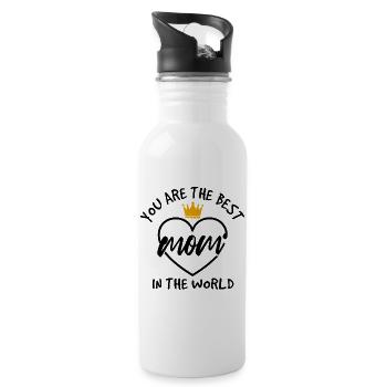Beste Mama der Welt Kronen-Shirt - Trinkflasche mit integriertem Trinkhalm - Weiß - Rechts
