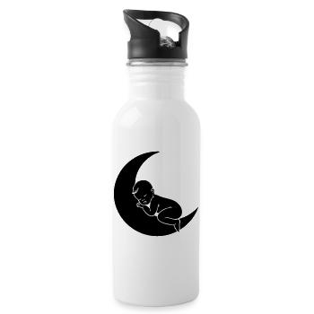 Baby on Moon – Sweet Sleep Silhouette - Water bottle with straw - white - Right