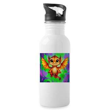 dragon - Water bottle with straw - white - Right