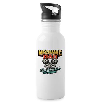 Mechanic Dad Like A Regular Dad But Cooler - Water bottle with straw - white - Right