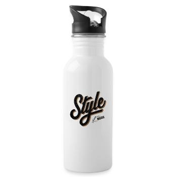 Retro Style Deluxe Lettering - Water bottle with straw - white - Right