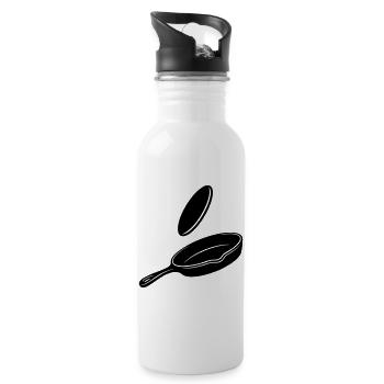 Pancake Flip Skillet Silhouette - Water bottle with straw - white - Right