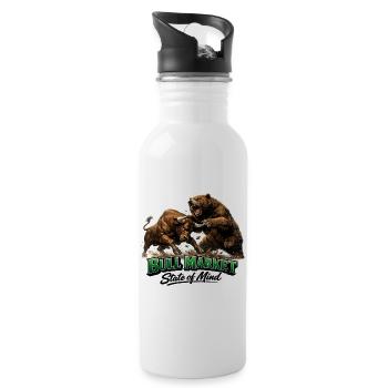 Bull Market State of Mind – Bull vs. Bear Design - Water bottle with straw - white - Right