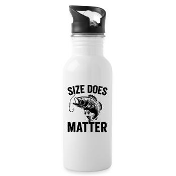 Size Does Matter - Lustiges Angler T-Shirt - Trinkflasche mit integriertem Trinkhalm - Weiß - Rechts