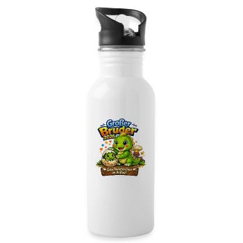 Geschwisterchen_im_Anflug - Trinkflasche mit integriertem Trinkhalm - Weiß - Rechts