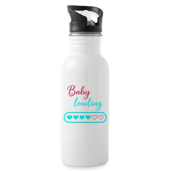 Baby Loading Neon Hearts - Trinkflasche mit integriertem Trinkhalm - Weiß - Rechts