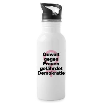 GEWALT GEGEN FRAUEN GEFÄHRDET DEMOKRATIE ♀ - Trinkflasche mit integriertem Trinkhalm - Weiß - Rechts