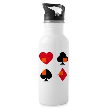 Sammlung geometrischer Kartenanzüge - Trinkflasche mit integriertem Trinkhalm - Weiß - Rechts