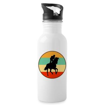 Jockey rétro de courses de chevaux Vintage Sunset Silhouett - Gourde avec paille intégrée - blanc - Droite