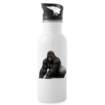 Gorilla Wildlife Animal - Water bottle with straw - white - Right