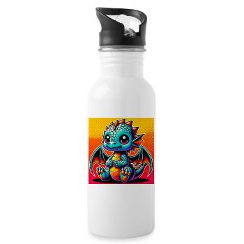 dragon - Water bottle with straw - white - Right