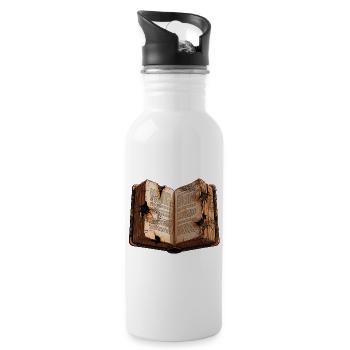 Livre ouvert détruit, lire - Gourde avec paille intégrée - blanc - Droite