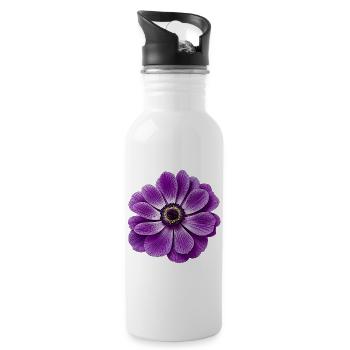 anemone Lila Blütenpracht Gradient - Trinkflasche mit integriertem Trinkhalm - Weiß - Rechts