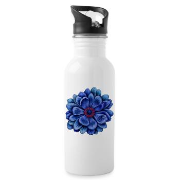 Blaue blüte mit roter Mitte anemone - Trinkflasche mit integriertem Trinkhalm - Weiß - Rechts