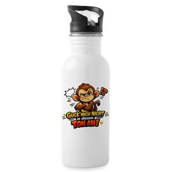 Guck mich nicht in diesem Ton an lustiger Affe - Trinkflasche mit integriertem Trinkhalm - Weiß - Rechts