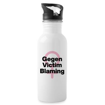 GEGEN VICTIM BLAMING – JETZT! ♀ FEMALE POWER GIRLS - Trinkflasche mit integriertem Trinkhalm - Weiß - Rechts