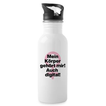 MEIN KÖRPER GEHÖRT MIR, AUCH DIGITAL! ♀ GIRLPOWER - Trinkflasche mit integriertem Trinkhalm - Weiß - Rechts