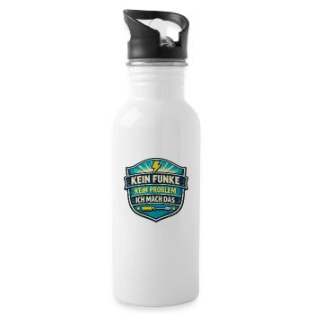 Kein Funke Kein Problem Ich Mach Das - Trinkflasche mit integriertem Trinkhalm - Weiß - Rechts