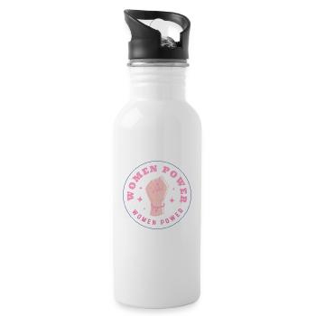 WOMEN POWER – FIST OF UNITY! ♀ GIRLS SISTERS - Water bottle with straw - white - Right
