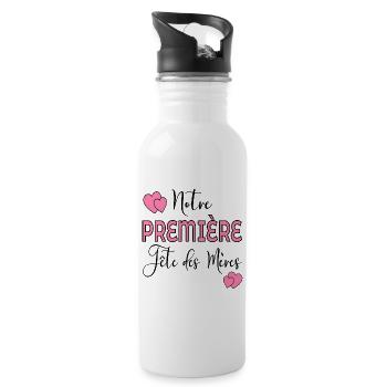 Fêtes des mères - Gourde avec paille intégrée - blanc - Droite