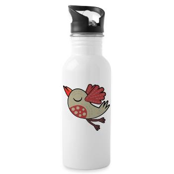 Little Brown Bird - Water bottle with straw - white - Right