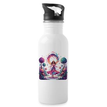 Farbentanz der Prinzessin im Zauberwald Tänzerin - Trinkflasche mit integriertem Trinkhalm - Weiß - Rechts