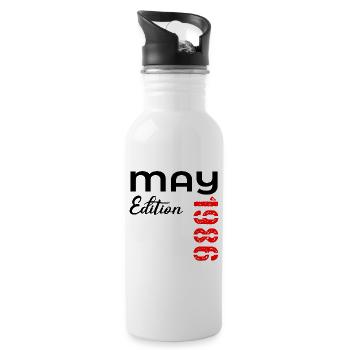 41st Birthday May 1986 - Water bottle with straw - white - Right