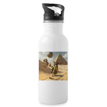 Rat aventureux en Égypte - Gourde avec paille intégrée - blanc - Droite