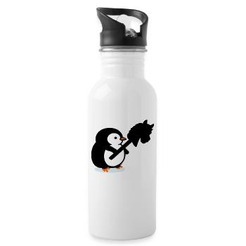 Hobby Horsing Kinder Pinguin - Trinkflasche mit integriertem Trinkhalm - Weiß - Rechts
