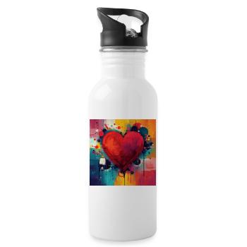 Vivid Heart Graffiti - Water bottle with straw - white - Right