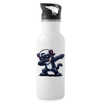 Dabbing Panther - Water bottle with straw - white - Right