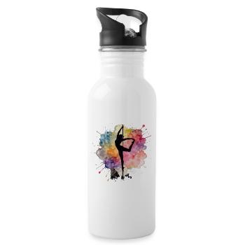 Silhouette de pole dance – Création artistique aquarelle - Gourde avec paille intégrée - blanc - Droite